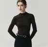 ¡Real de 18 Pines con Etiqueta ~ Lavable a Máquina! Suéter de Lana 100% Peinada Hilo Yangtze para Mujer de Cuello Alto Ajustado Tejido Fino