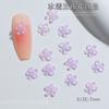 Manicure tridimensional cinco pétalas flor misturada grande e pequeno gelo transparente glitter pequena flor amarela resina cor transparente unha pequena joias atacado