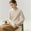 Estilo simples 100% caxemira pura malha sem costura suéter de gola alta feminino versátil slim fit mostra corpo fino suéter de base