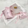 Venda Direta de Fábrica de Sacolas Rosa de Cetim com Cordão Renováveis, Sacolas Ecológicas de Tecido para Presente de Joias, Personalização no Atacado