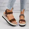 Modelo Nuevo 2026 en Stock Primavera/Verano Comercio Exterior Talla Grande Wish Sitio Independiente Tacón de Cuña Cuerda de Cáñamo Sandalias de Cuña para Mujer