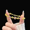 Pulsera de Abalorios Hecha a Mano Ligera, de Gama Alta, Exquisita, Moderna y Elegante con Tejido de Lazo de Pedrería