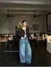 T-PLATFORM 2026 Otoño Jeans Guadaña de Corte Holgado Desconstruidos Pantalones de Pierna Ancha Lavado Retro Americano 58068