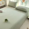 Sábana de Cama de Algodón Puro Lavado Clase A Pieza Única Todo Algodón Dormitorio Estudiantil Funda de Edredón Color Sólido Funda de Almohada Juego de Tres Piezas Sábana de Cama de 1.5m
