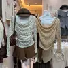 Ruoxin 26 Nueva Colección de Principios de Otoño: Blusa de Manga Larga con Cuello en Forma de Corazón, Falso Dos Piezas