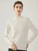 Suéter de punto de cachemira para mujer, cuello medio alto, nuevo para otoño e invierno, engrosado, base de color liso a la moda, color verde azulado