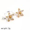Pendientes de botón de flor de diamante nuevo transfronterizos Moda Temperamento Completamente de Diamante Acero Inoxidable Fundido con Polvo de Oro de 18k