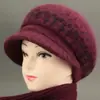 Nuevo Sombrero de Pescador de Piel de Conejo Otoño/Invierno para Mujeres de Mediana Edad y Mayores, Elegante Sombrero de Mamá, Forrado de Felpa, Cálido, Cortavientos, Sombrero de Lana Tejido de Ala Ancha