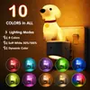 Luz de Noche de Mesita de Noche GY158 Perro Dachshund de Vinilo Lindo Luz de Color RGB Sensor de Luz de Noche para Habitación Infantil, Modelo de Enchufe