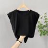 Playera de Manga Volante y Cuello Redondo para Mujer en Verano, Simple, Holgada, Versátil, Aspecto Adelgazante, Diseño Casual de Color Puro Camiseta Básica A3951