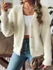 Ropa Nueva Europea y Americana Transfronteriza Suéter Tejido a Máquina Cardigan de Cuatro Botones de Manga Larga Botón de Perla Chaqueta de Imitación de Piel de Visón para Mujer