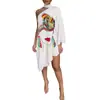 Amazon AliExpress Wish Estação Independente eBay Transfronteiriço Vestido Feminino de Ombro com Estampa Digital e Alça Halter