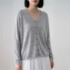Nuevo Cardigan de Punto con Cuello en V de Lino Tencel para Mujer Manga Larga Protector Solar Otoño/Invierno 2026