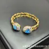Novo Estilo Pulseira de Pérola Azul Natural Cinza Luling Personalidade Retrô Estilo Europeu e Americano Pedra Bruta Incrustada Anel de Mão Joias Transfronteiriças Atacado