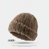 Gorro de Punto con Gran Circunferencia de Cabeza, Gorro de Terciopelo de Leche de Invierno para Mujer, Punta Gruesa, Cara Pequeña, Cálido, Estilo Blanco y Suave