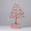 Grava de cristal natural tejida con alambre de cobre, árbol de la vida con base de cristal rosa, árbol de la fortuna, decoración de oficina, regalo de vacaciones
