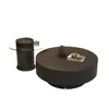 Mesa de centro minimalista de pizarra de lujo ligero italiano Mesa de té de vidrio para sala de estar de apartamento pequeño moderno Mesa de té de vidrio para el hogar Combinación de mesa de centro redonda grande y pequeña