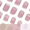 Modelo de Comercio Exterior Más Vendido: 24 Piezas de Uñas Postizas Color Pasta de Frijol con Diseños de Contraste Platino, Uñas Cuadradas Cortas Postizas de Lujo y Gama Alta al por Mayor