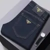 Jeans masculino de alta qualidade, marca internacional italiana, corte slim fit reto, forrado com lã para o inverno, espessado, lavado, calça casual e versátil