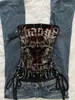 Top de Tirantes Estilo Gótico Streetwear Bloque de Color Estampado Y2K Ajustado Chica Atractiva Importación Extranjera Verano Nuevo Moda Europea y Americana Importación Extranjera