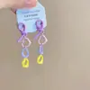 Pendientes de Concha Flor Dopamina para Mujer, Únicos y Hermosos en Primavera, Pendientes Dulces de Bloques de Color, Pendientes Coloridos Exagerados para Viaje