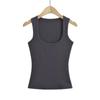 Chaleco Corto de Color Sólido Estilo Americano Combinación Perfecta Ajustado Cuello en U para Mujer Street Sports Spice Girl Hombro Estrecho Base Top Delgado Verano