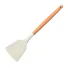 Juego de Espátula y Cuchara de Madera de Haya y Silicona para Cocina y Hogar de Alto Valor Cromático, Espátula para Saltear Resistente a Altas Temperaturas, Antiadherente, Juego de Tres Piezas