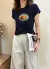 Camiseta de algodão canelado 220g para mulheres, venda direta do mercado da Rua Treze de Guangzhou, top justo de manga curta, fornecimento exclusivo da segunda leva de verão