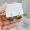 Brincos de Moda Verão 2026 Estilo Retrô com Duas Fileiras de Diamantes, Strass com Gotejamento de Óleo, Presilhas de Orelha Verdes e Brancas para Mulheres