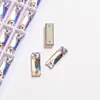 Cristal de Vidrio K9 Rectangular con Pedrería Cosida a Mano de Fondo Plano y Doble Agujero, Accesorios Hechos a Mano de Alta Calidad para Vestidos de Novia DIY