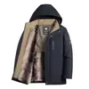 Chaqueta de Algodón Gruesa con Forro de Felpa para Hombre 2026 Invierno, Cálida con Capucha Desmontable, Abrigo de Algodón Casual de Negocios para Padres de Mediana Edad, En Stock