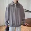 Nueva camiseta tipo polo de media cremallera transfronteriza para hombre, suéter informal retro americano holgado con un diseño elegante y un cuello camisero