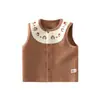 Chaleco de Terciopelo Suave para Bebé Chaleco Bordado de Primavera y Otoño Chaqueta sin Mangas para Niños Top Cálido para Recién Nacidos que Protege el Vientre