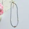 Collar Dopamina con Perlas Azules Diseño Clavícula Nicho Chino Fresco Dulce Lujo Ligero Nuevo Versátil Collar Mujeres