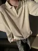 Sudadera con capucha estilo americano holgada Camiseta de manga larga Ropa interior para hombre Marca de moda Patchwork deconstruido Otoño Color liso Versátil Estilo coreano