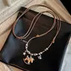Hazte Rico Pronto, Año Zodiacal del Caballo, Collar de Caballo con Cordón Largo de Cuero para Mujer, Nuevo Accesorio Colgante para Cadena de Suéter de Otoño e Invierno