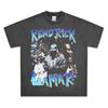 Camiseta de Manga Curta Estampada Cross-Border Retro Hip-Hop Kung Fu Kenny Kendrick High Street Pesada Gola Redonda Moletom com Capuz