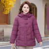 Roupas de algodão soltas e confortáveis para outono e inverno para mães de meia-idade e idosas, modernas e estilosas, casaco de algodão com capuz espesso e quente para avós