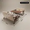 Sillón Sofá de Restaurante de Piel Nappa Retro, Combinación de Mesa y Sillas de Madera Maciza para Cafetería, Mesa de Bar de Taberna, Lujo y Comodidad Accesibles