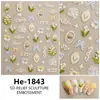 Redanco5D Em relevo Ins Popular Desenho Animado Adesivos de Unha Lírio do Vale Flor Tulipa Adesivos 3D para Unhas He1839