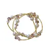 Pulsera de Brazalete de Cristal Artificial Colorido y Perla de Alto Brillo Multicapa para Mujer, Lujo Ligero Nicho Exquisito Pulsera Super Brillante