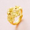 Oro aluvial birmano Zhenrong Anillo de flor para mujer Collar con flor de latón bañado en oro Pulsera Juego de tres piezas Accesorios de boda