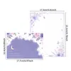 Conjunto de Papel de Carta e Envelope Floral Lua Roxa, Papel de Carta Estilo Ins para Presente, Carta Manuscrita Espessa Desenho Animado para Presente, Decoração de Mensagens