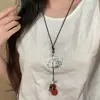 Collar con Borla de Hoja de Ginkgo Estilo Chino para Mujer Verano Diseño Antiguo Cordón Cadena de Suéter Accesorios Decoración Versátil Diaria