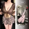 Lingerie Divertida com Tema Laranja Uniforme JK Xadrez Sexy Pijama de Puro Desejo Provocante para Seios Pequenos Conjunto Campus Qqny para Mulheres 9133
