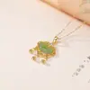 Yilu Plata Jade Natural Hetian Plata de Ley S925 Chapado en Oro Jaspe Cerradura Ruyi Moneda de Cobre Hueca Estilo Chino Nuevo Colgante Venta al por Mayor
