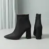 Botines cruzados de otoño e invierno para mujer con suela de goma, punta fina, antideslizantes, ligeros, cremallera lateral, tacón ultra alto, botas Martin de color liso versátiles