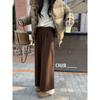Pantalones de traje de lana Baishiwang respetuosos con la piel, pantalones casuales rectos de cintura alta, pantalones holgados de pierna ancha para mujer de invierno