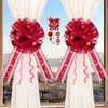 Decoração de Quarto de Casamento, Decoração de Sala de Estar, Cortinas, Caractere de Felicidade Dupla, Enfeites de Flores Puxados à Mão, Decorações Pendentes, Fitas, Suprimentos de Casamento para os Quartos da Noiva e do Noivo