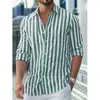 2025 Nova Moda Estação Independente da Amazon Camisa Lel Masculina de Manga Longa Listrada Camisa de Primavera e Outono